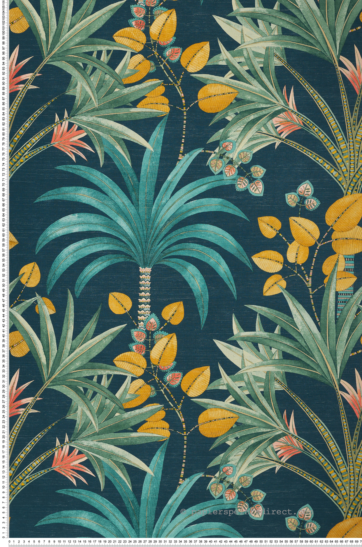 Papier peint Palmier Mirissa pétrole turquoise - Aventura de Casamance | Réf. CAS-75521222