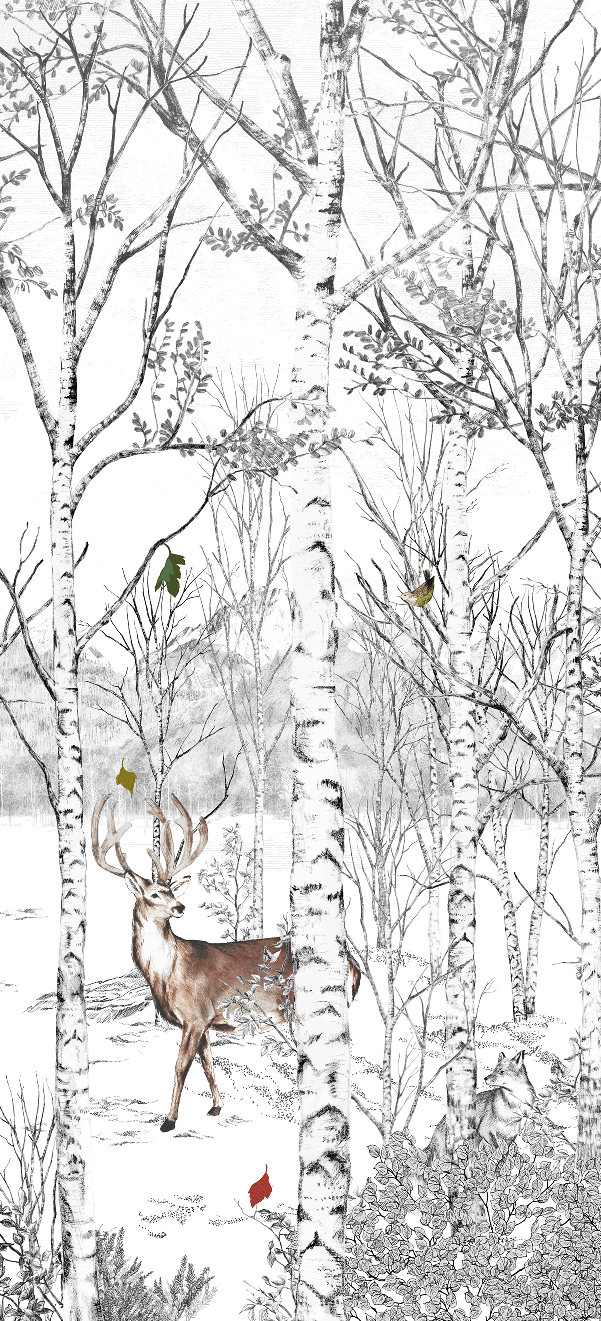 Papier peint panoramique Forêt Nunavut Naturel C - Avec Cerf - 7/8/9 - Isidore Leroy