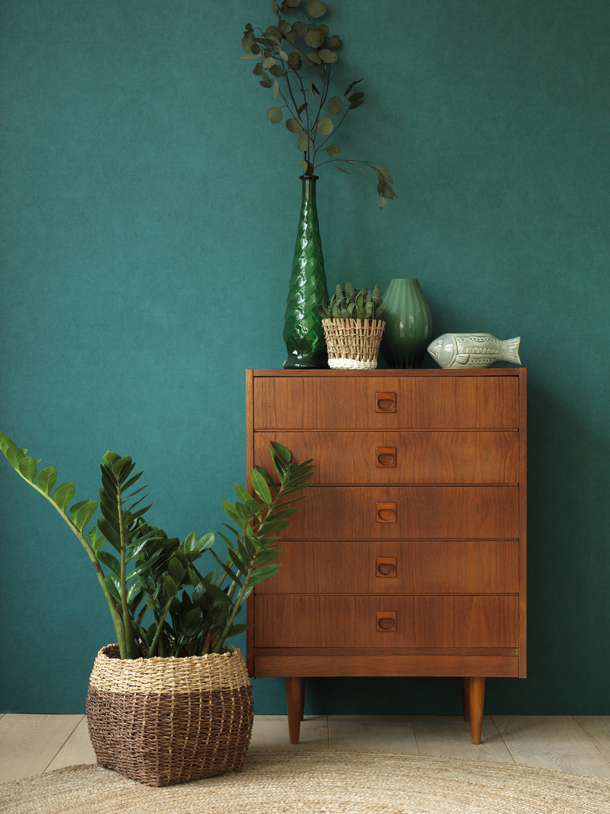 Papier peint Uni Washi vert émeraude - Nova de Casadéco | Réf. NOVA82187407