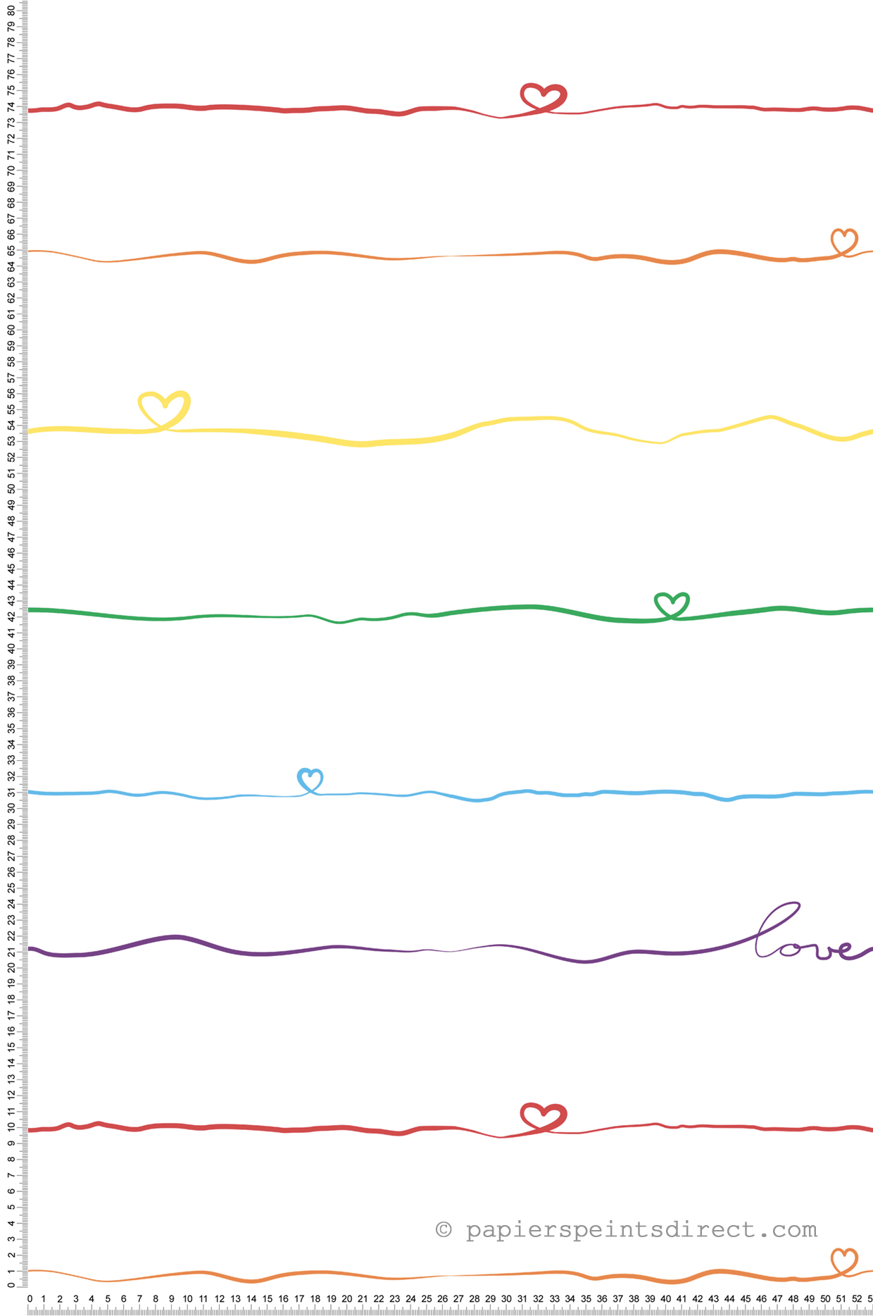 Papier peint enfant Rayures Love multicouleurs - Little Love d'A.S. Création | Réf. SP15684