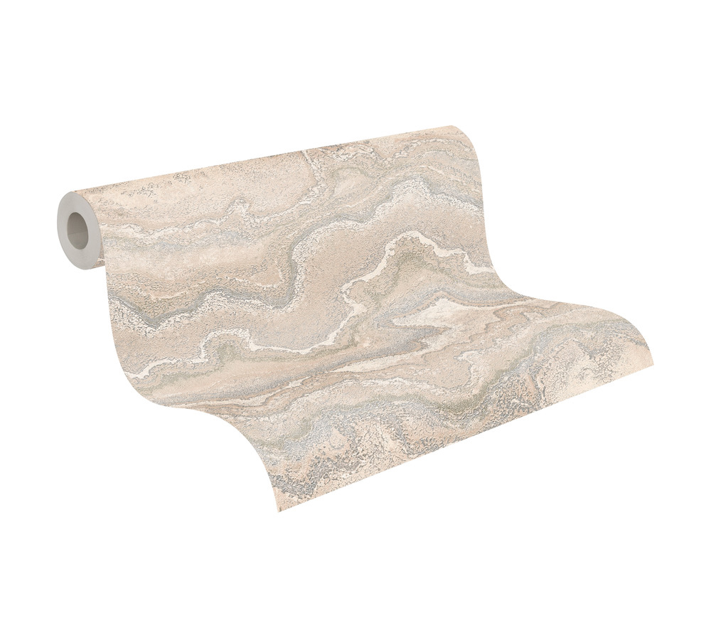 Papier peint Pierre Précieuse Métallisé beige argenté - Stories of Life d'A.S. Création AMB4 | Réf. AS-396596
