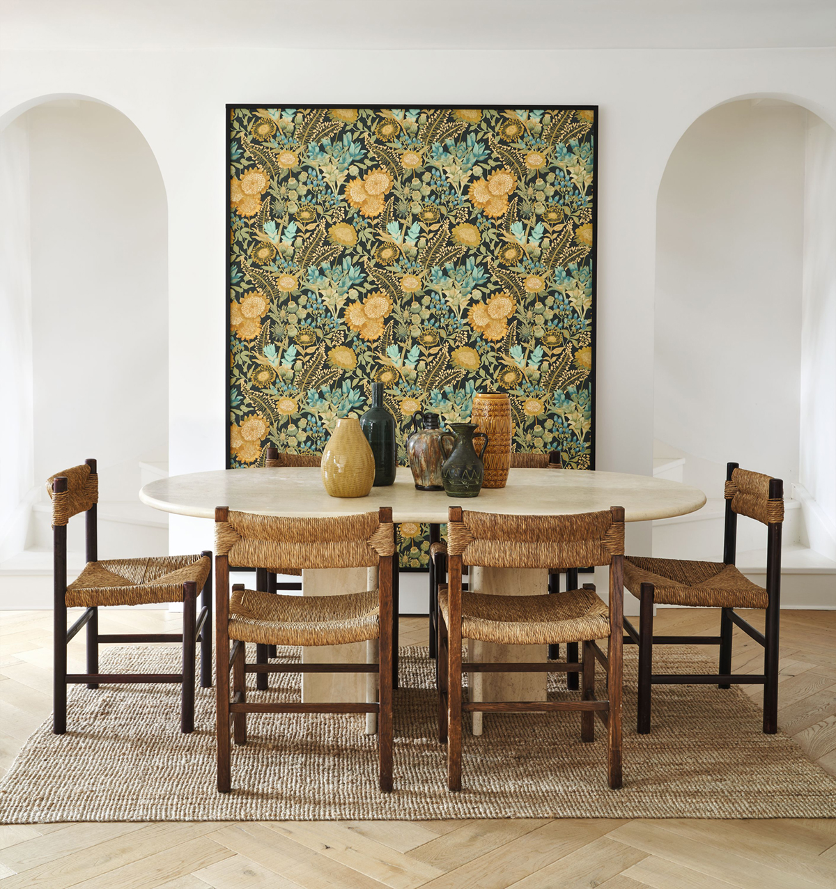 Papier peint Fleur Saint Paul de Vence jaune turquoise - Echappée Belle de Casadéco AMB2| Réf. ECHA89816707