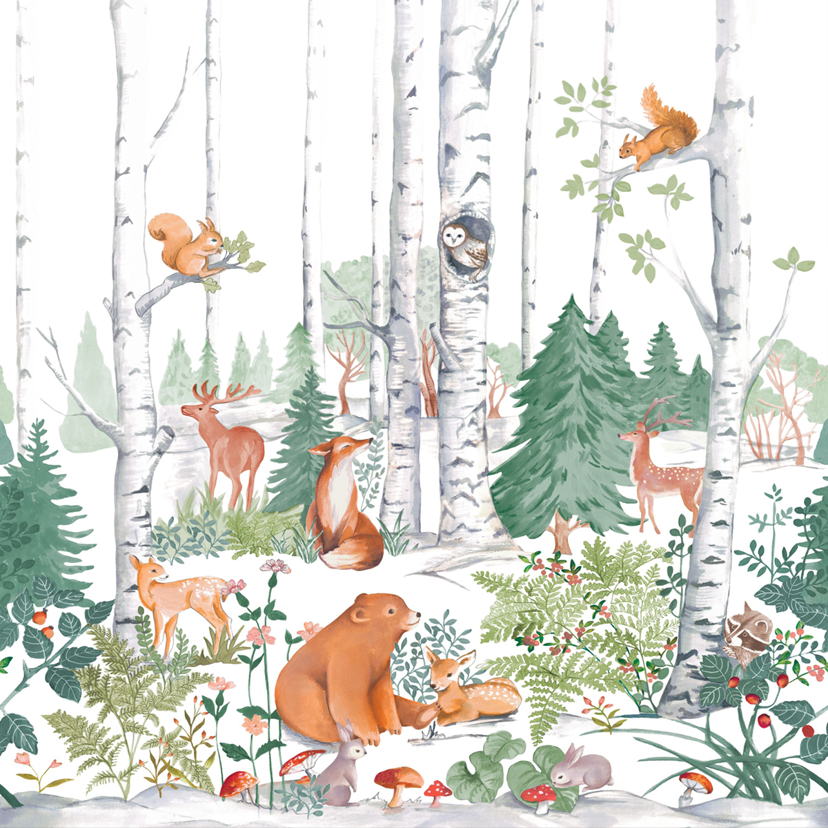 Papier peint panoramique Forêt Enchanted World vert S 250X250 - Pimp My Wall de Casélio | Réf. PMW104817006