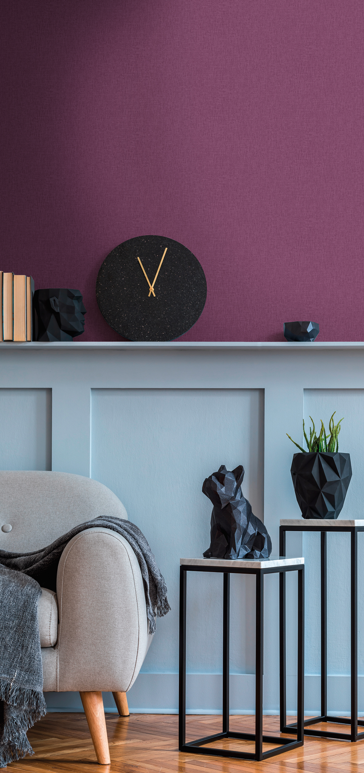 Papier peint Faux Uni tacheté prune - Jungle Chic d'Architects Paper | Réf. 37702-3