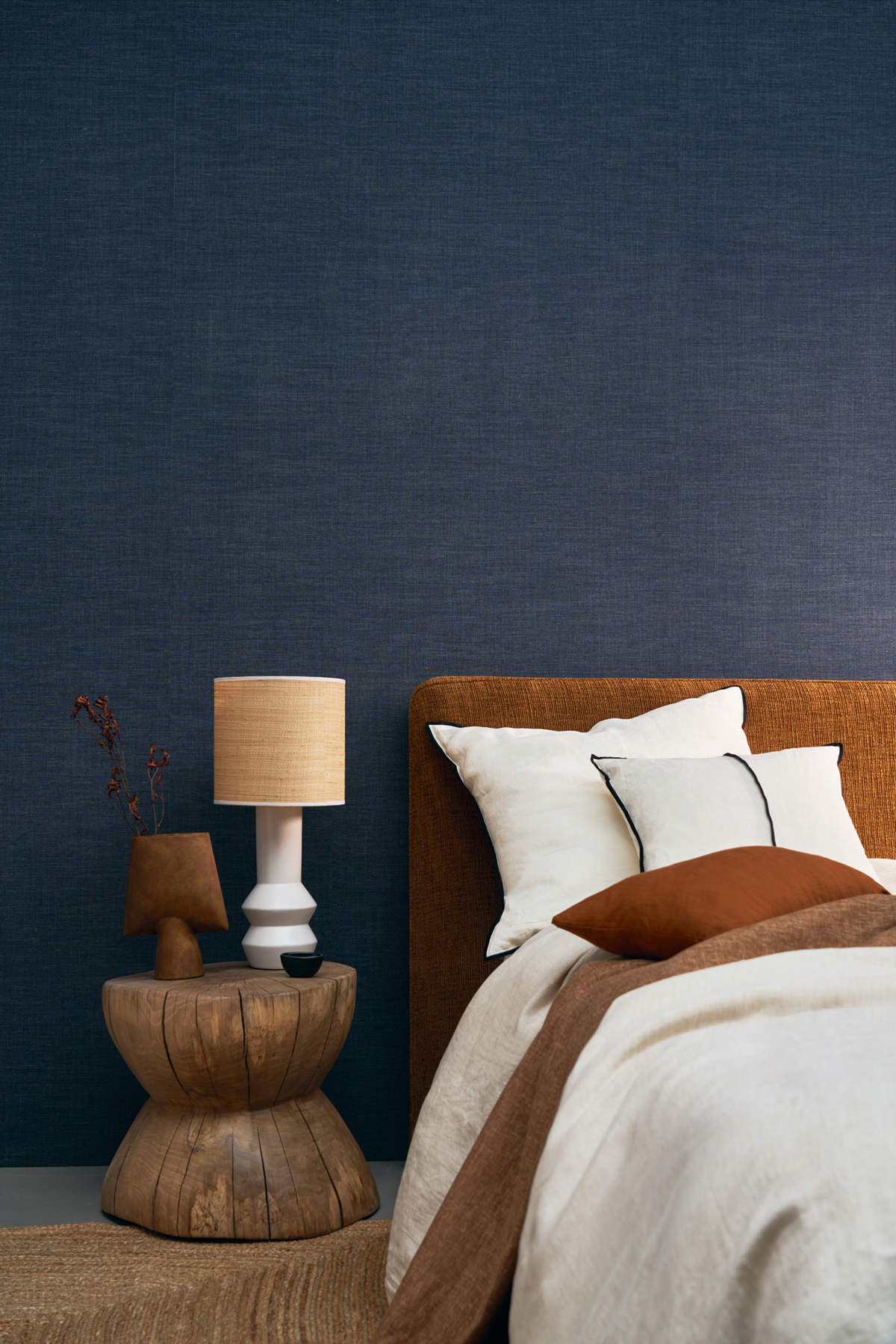 Papier peint Lin Shinok bleu nuit - Le Lin 2 de Casamance | Réf. CAS-73817018