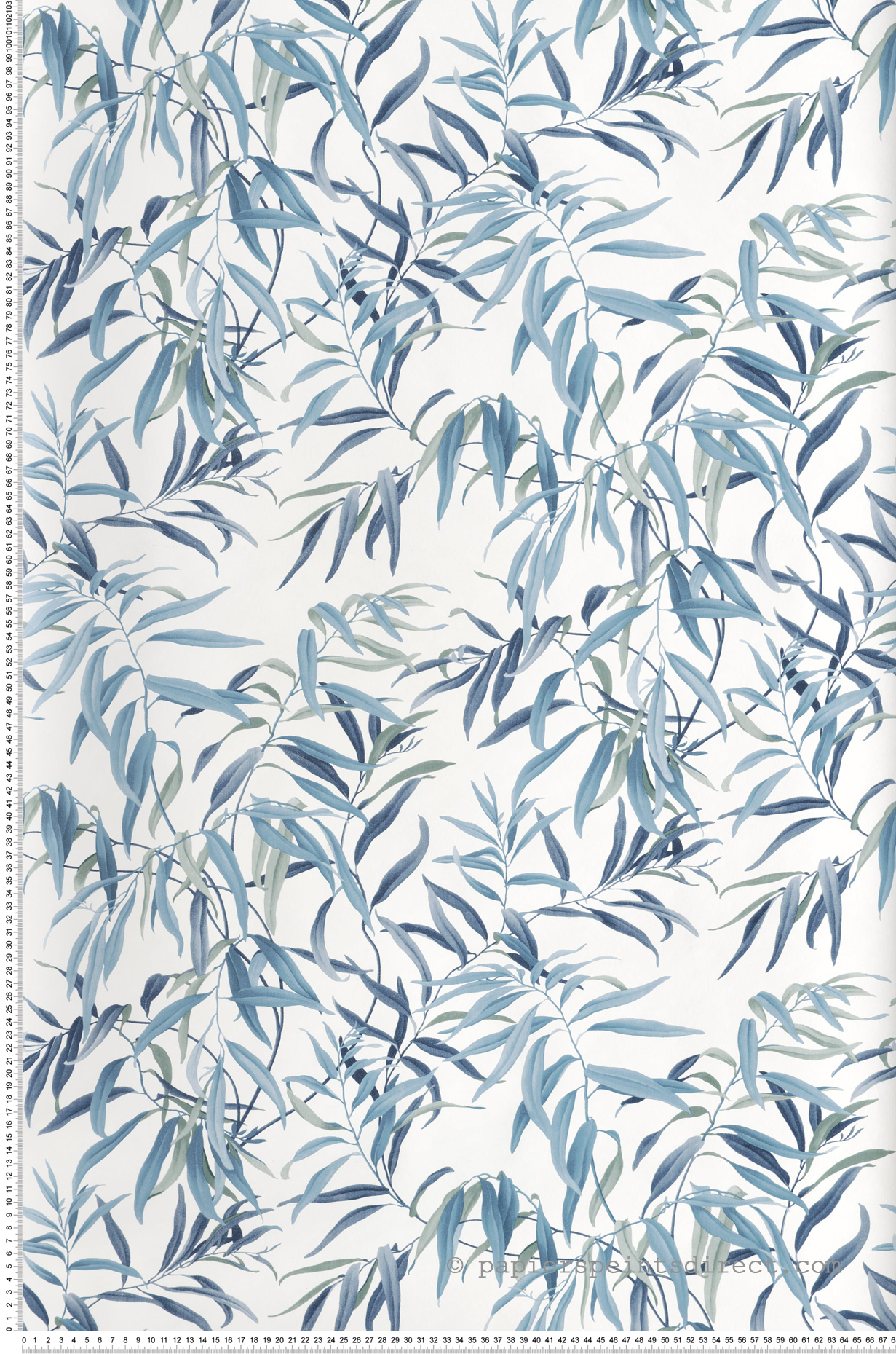 Papier peint Branchage Bambou bleu - Greenhouse de York (Initiales) | Réf. INI-GO8242