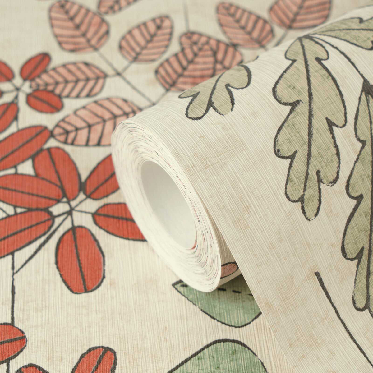 Papier peint Herbier Graphique Athyrium vert terracotta - Nordic Feeling d'A.S. Création ZOOM | Réf. AS-791492