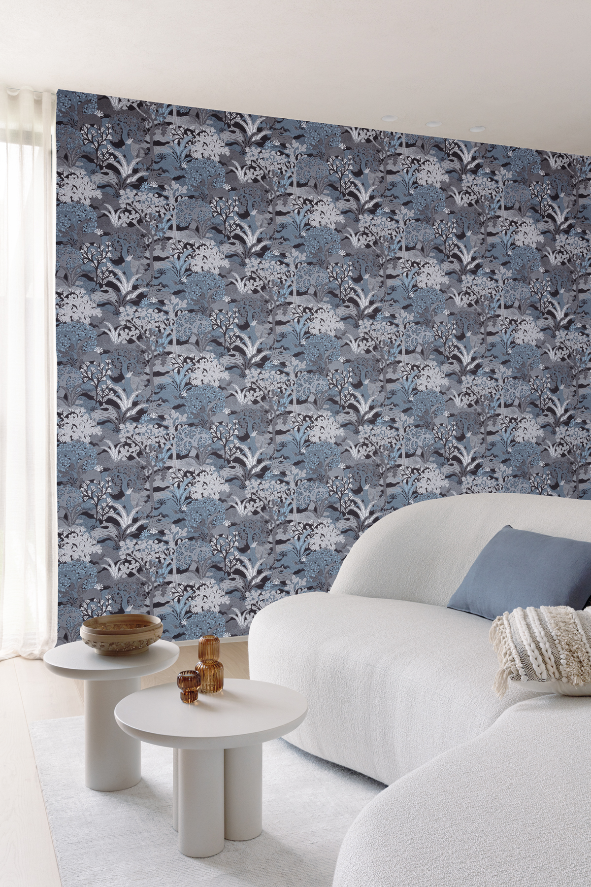 Papier peint Nature Ethnique Fabulo bleu argenté - Amazone de Masureel | Réf. MAS-ZON501