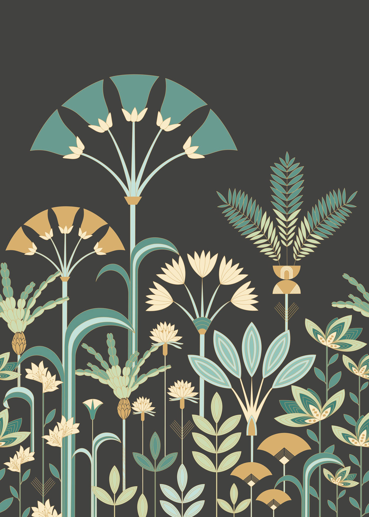 Papier peint panoramique Jardin Art Déco Luxuriance vert M 200X280 - Elégance de Casélio | Réf. ELC105327003