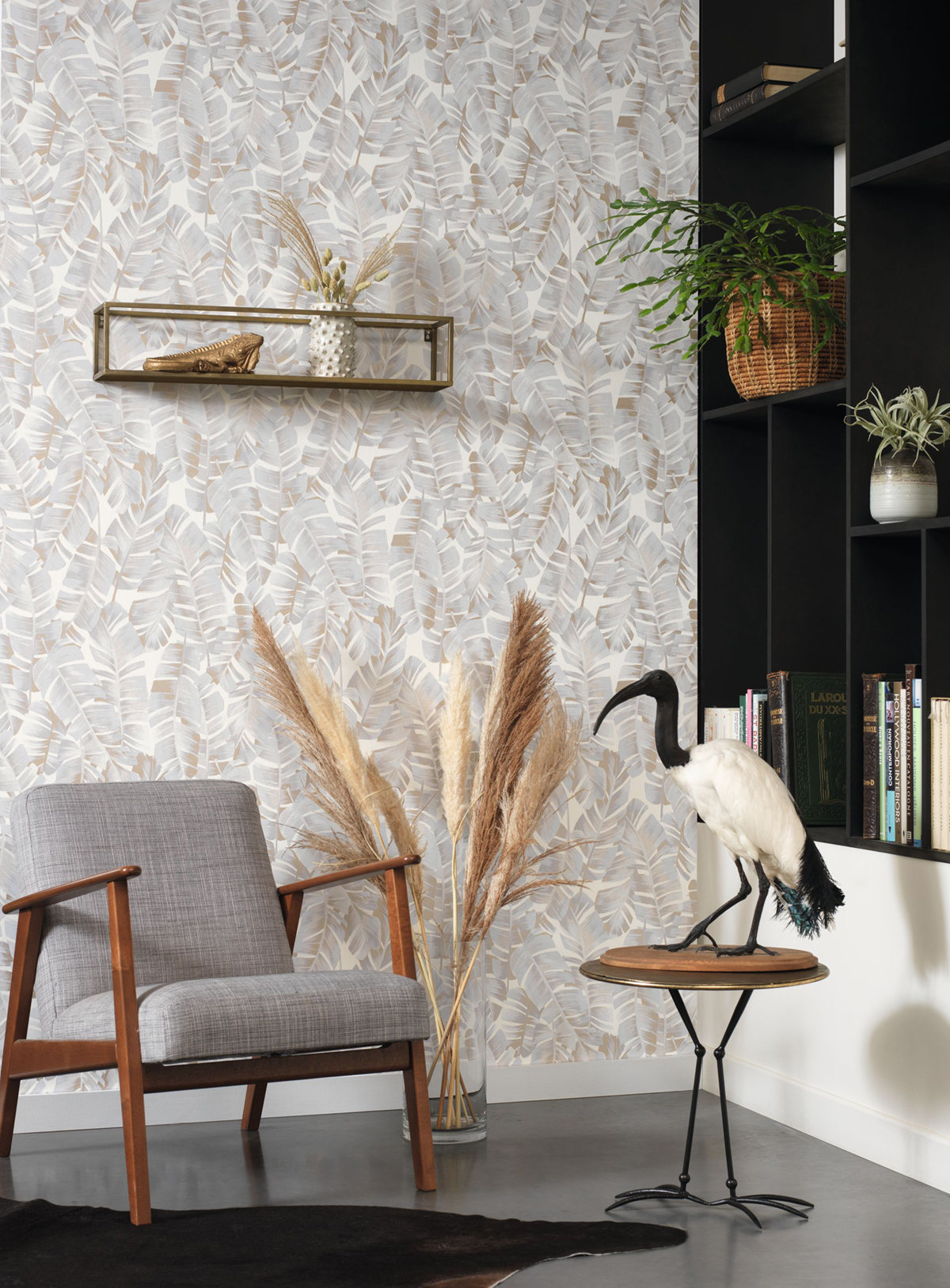 Papier peint Feuille Palme Folium bleu grisé - Botanica de Casadéco | AMB Réf. BOTA85941209