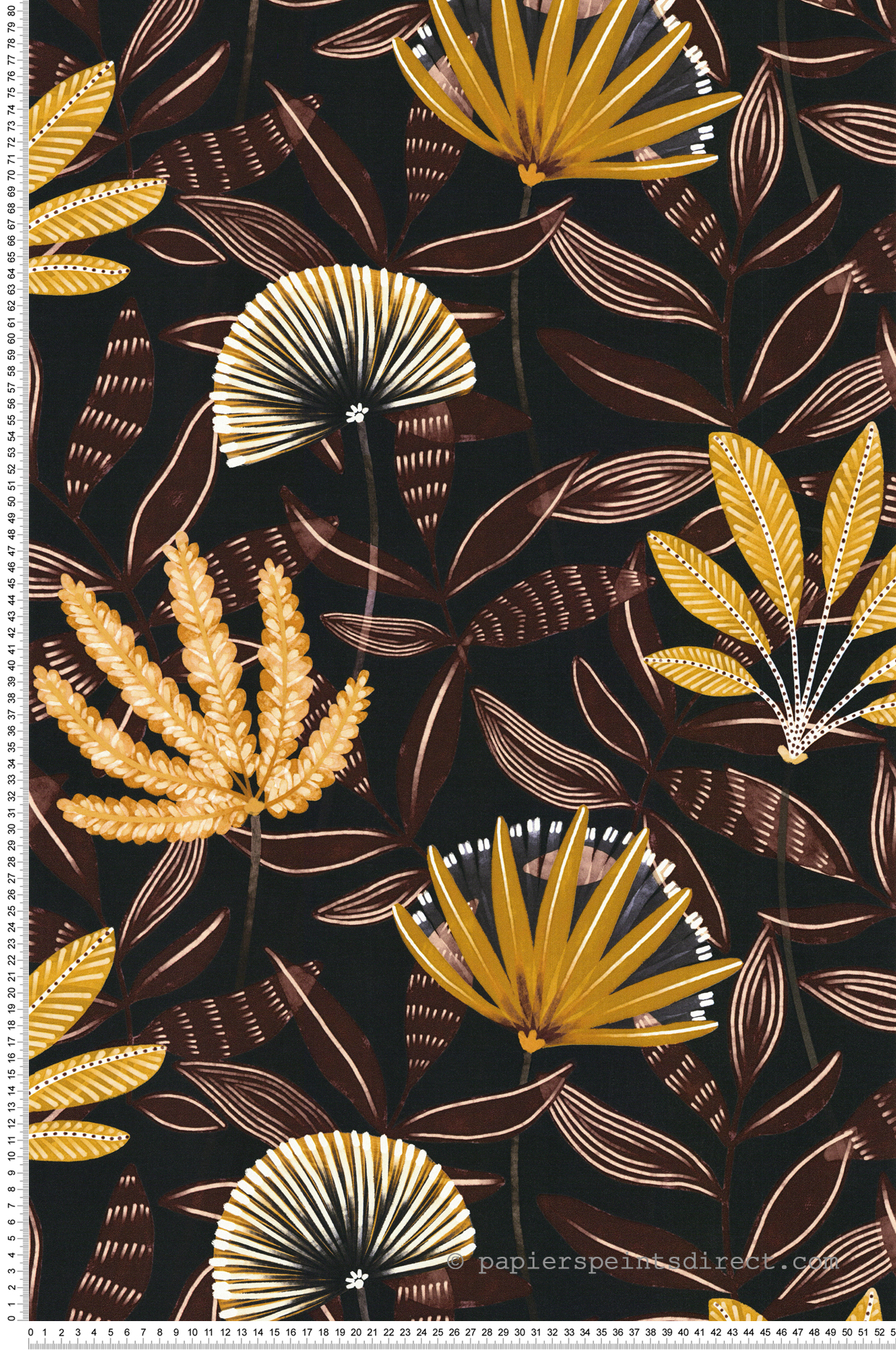 Papier peint Fleuri Capetown chocolat moutarde - Jardin d'Eden de Lutèce | Réf. LTC-51251308