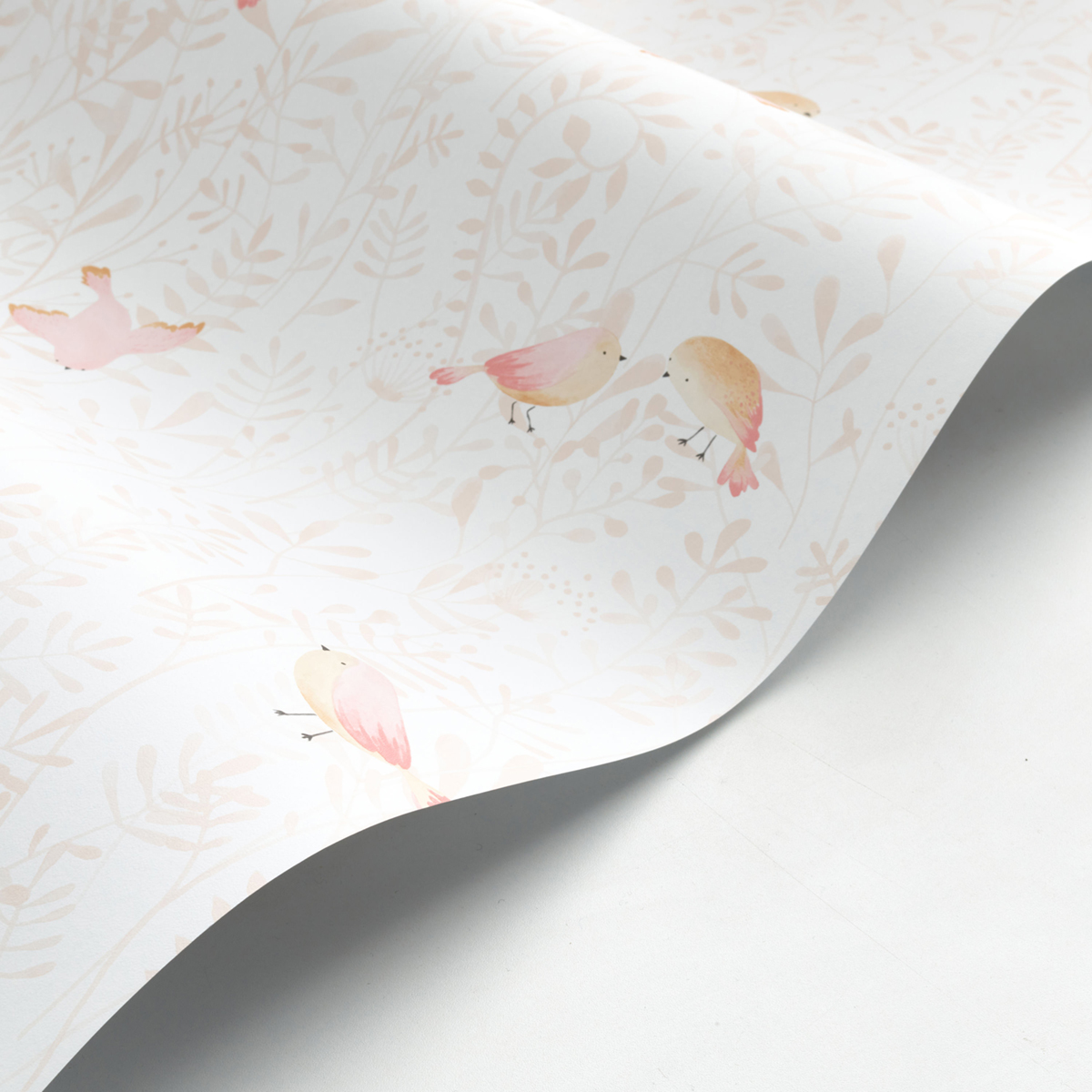 Papier peint Oiseau Feuillage rose nude - Once Upon A Time de Casadéco | Réf. OUAT88314120