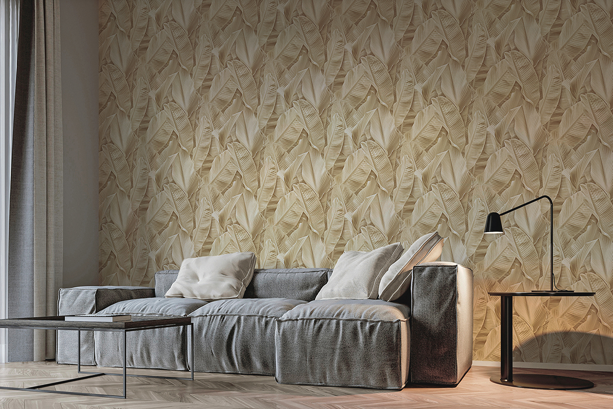 Papier peint Feuille Banana beige et marron - Folium de Montecolino | AMB Réf. MC-FO17806