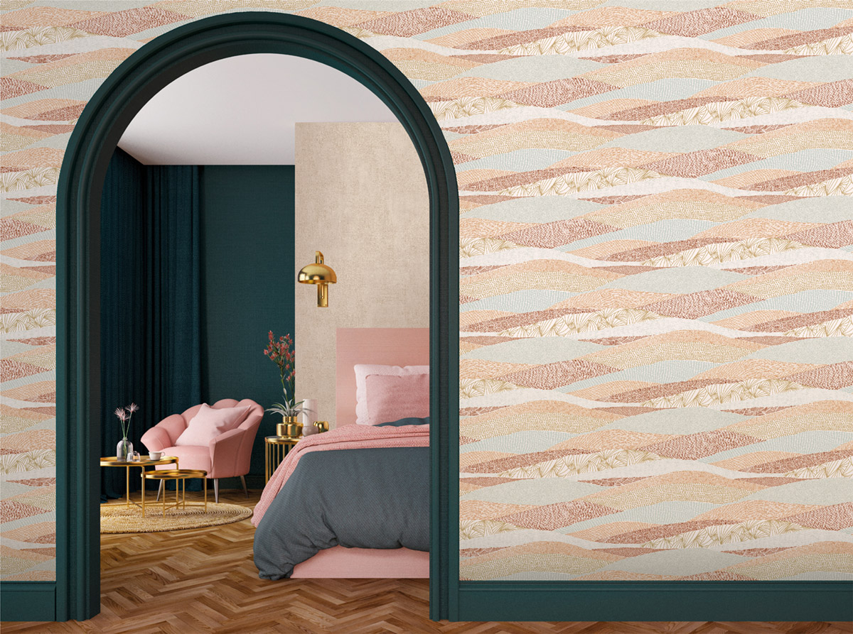 Papier peint Patchwork Rizière gris bordeaux - Dolce Vita de Lutèce | Réf. LTC-11230403