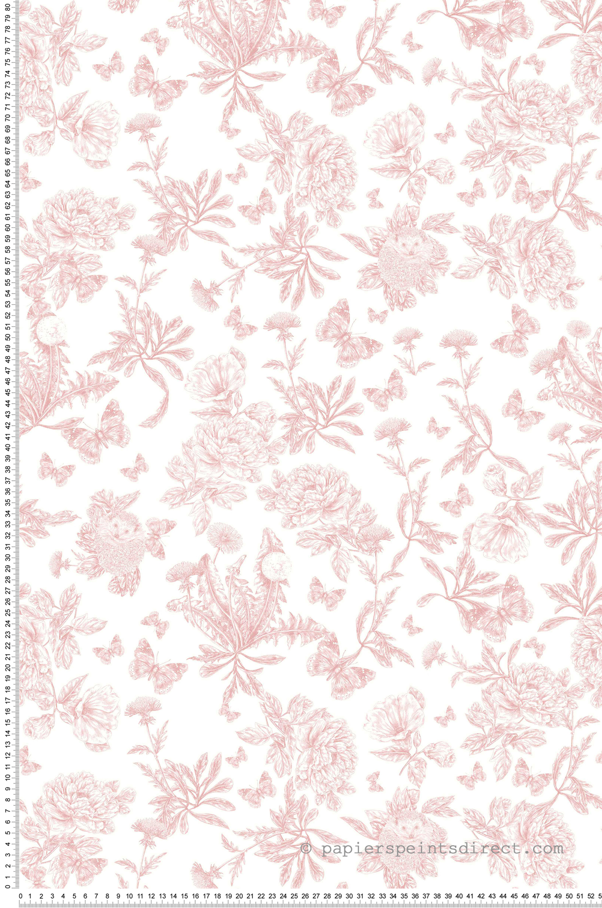Papier peint Toile de Jouy Hérissons rose - Tartine & Chocolat de Lutèce | Réf. LTC-36230503