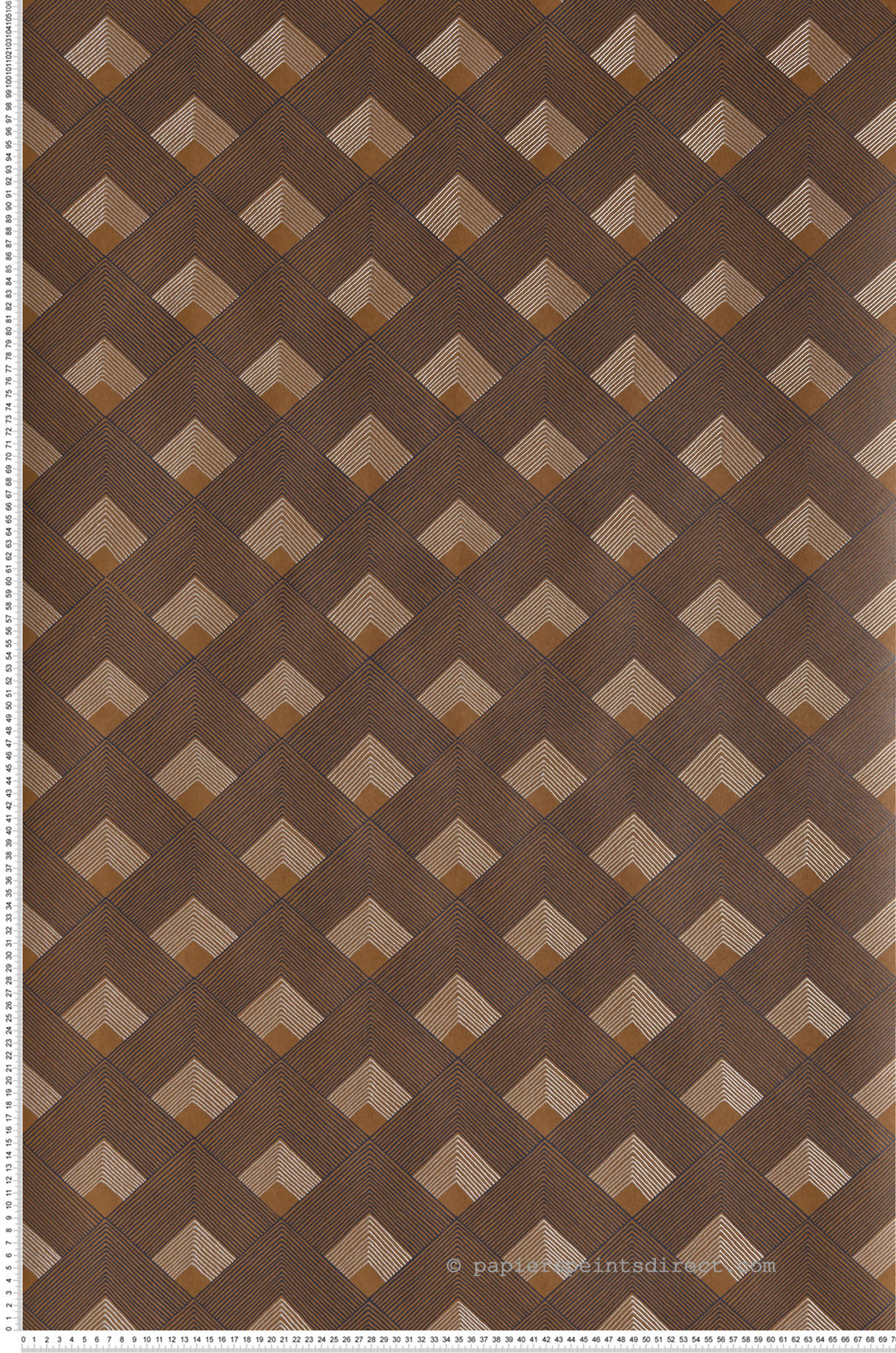 Papier peint géométrique ethnique Ondes Orange Camel - Misura de Casamance | Réf. CAS-74471130