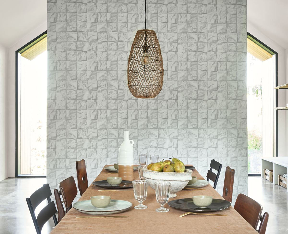 Papier peint Carreaux Papier Froissé gris - Papercraft de Casadéco AMB3 | Réf. PAPC89649229