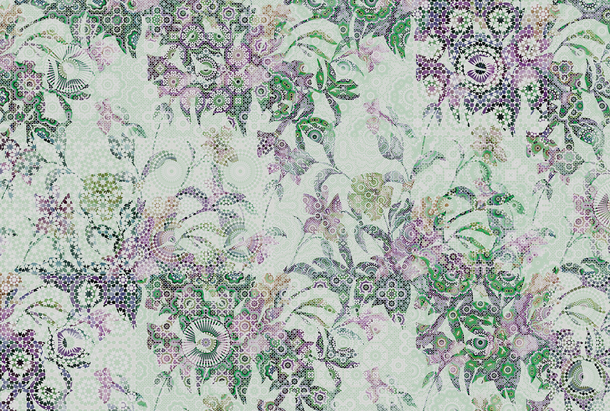 Papier peint panoramique Nature Mosaic Leaves 2 - Référence DD110291 - Intissé 200g/m2 - Standard 400 x 270