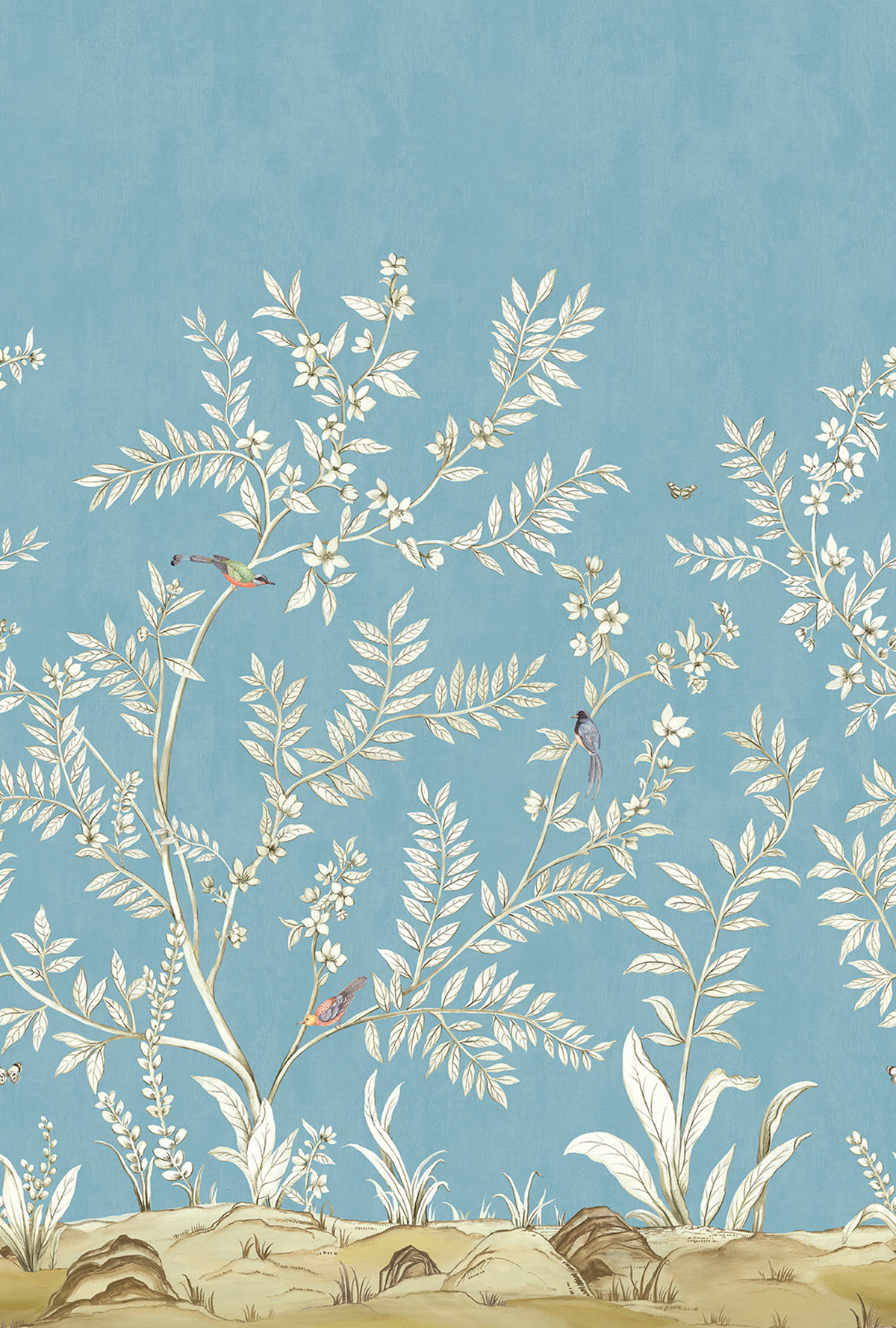 Papier peint panoramique Nature Vigne bleu ciel - Daisy Bennett d'Initiales | Réf. INI-DB30402M