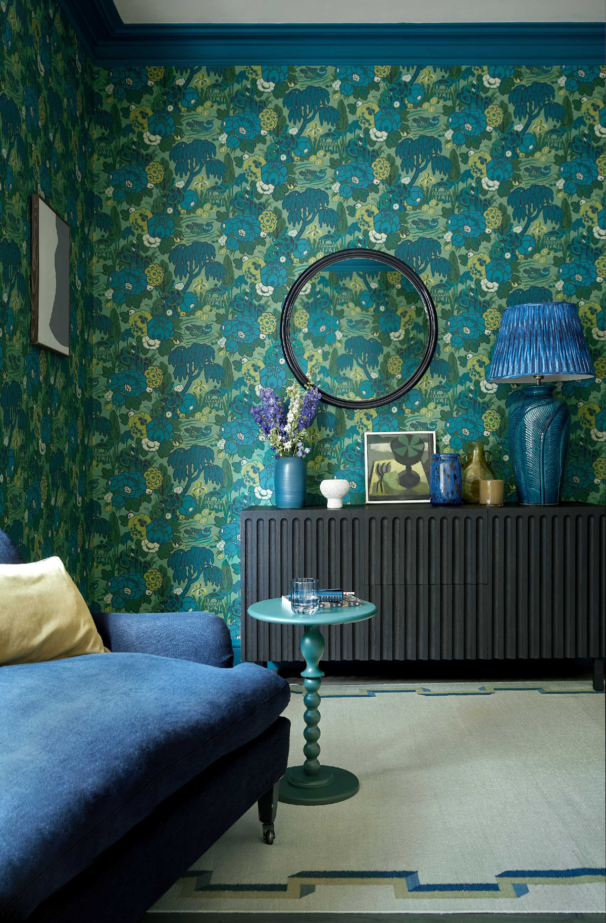 Papier peint Jardin Aquatique Mandarin vert jade - V&A Decorative Papers d'Initiales | Réf. INI-31116904