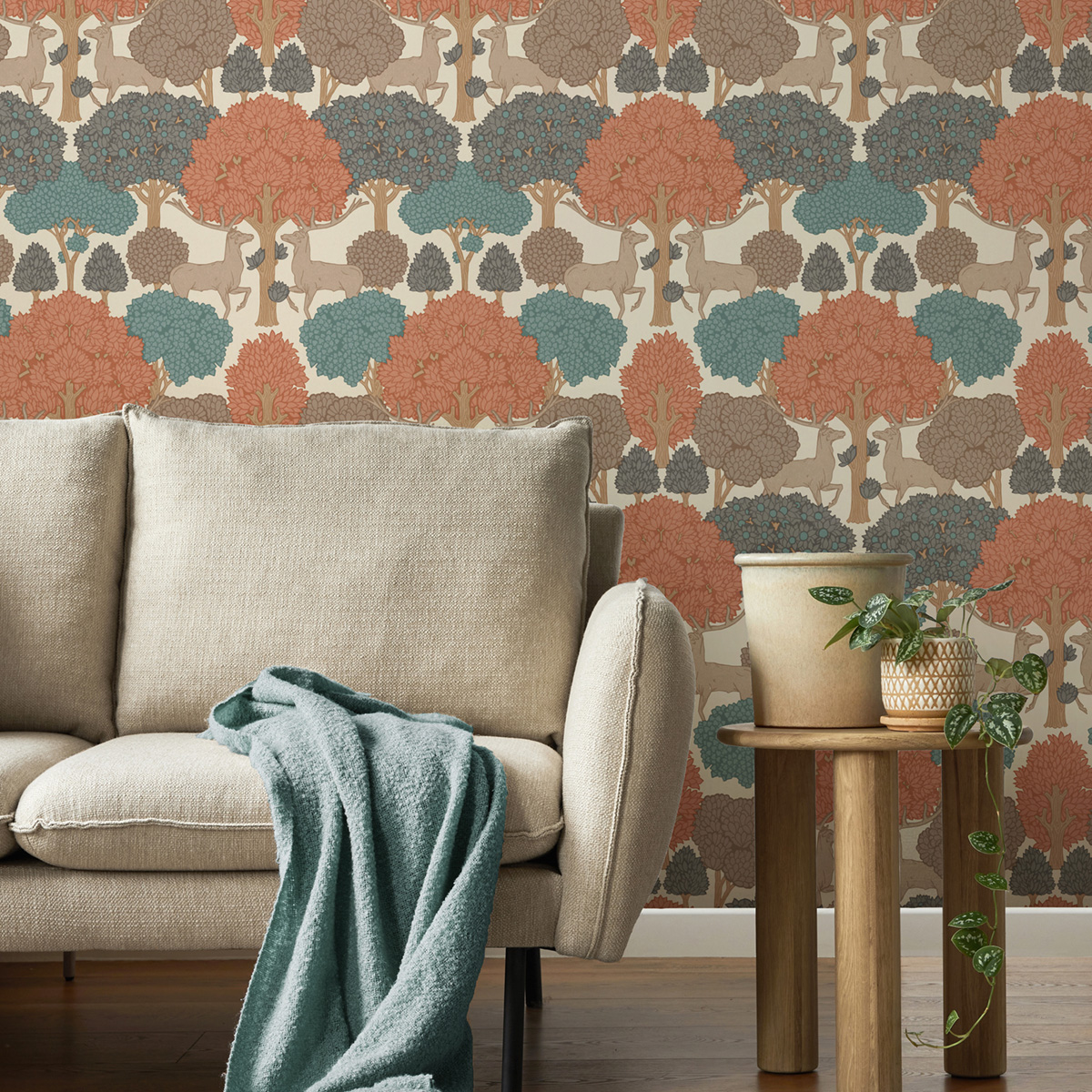 Papier peint Animaux Forest of Arden orange - Beaux Arts de Lutèce AMB1| Réf. LTC-M1851