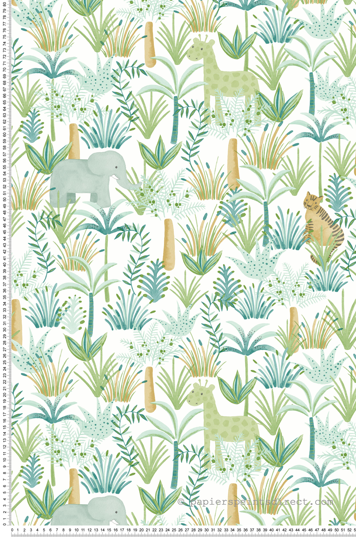 Papier peint Animaux Jungle Léon vert - Rose & Nino de Casadéco | Réf. RONI85647576