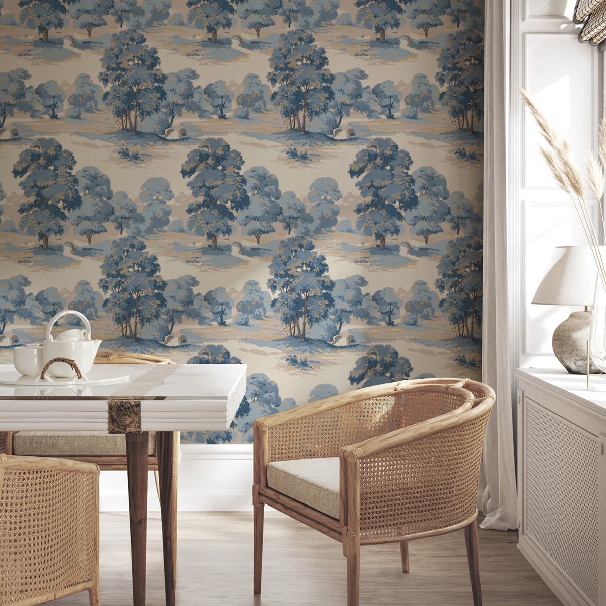 Papier peint Forêt Paysage Sherwood bleu - Beaux Arts de Lutèce | Réf. LTC-M1830