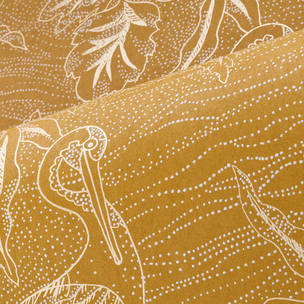 Papier peint Oiseau Pois Mirador moutarde doré - L'Ile aux Oiseaux de Casamance AMBV | Réf. CAS-75891528