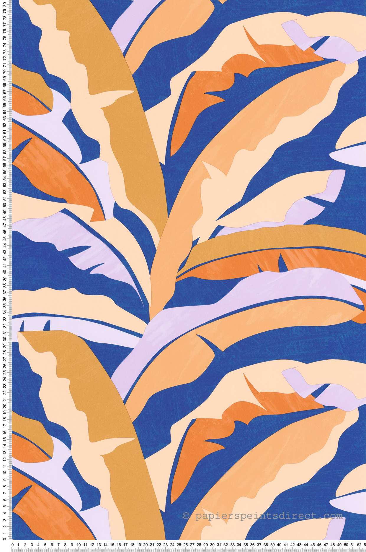 Papier peint Feuille Bananier Ampleur bleu roi orange - XXL de Casélio | Réf. XXL104566139