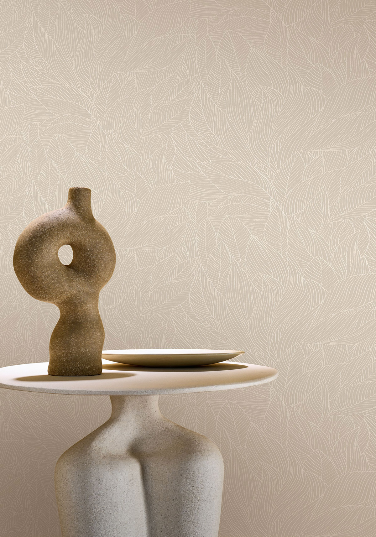 Papier peint Nervure de Feuille Hosta grège nacré - Jardin Félicia de Casamance | Réf. CAS-76602242