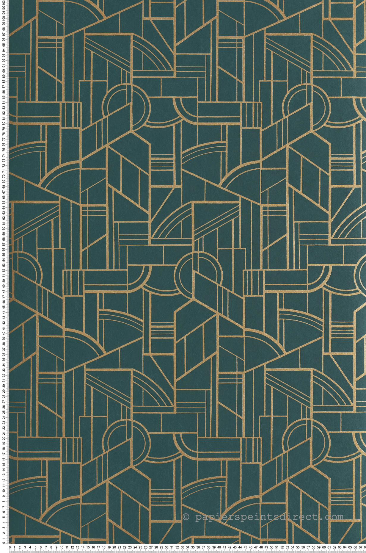 Papier peint Forme Cinétique vert canard doré - Faubourg des Lumières de Casamance | Réf. CAS-76292956