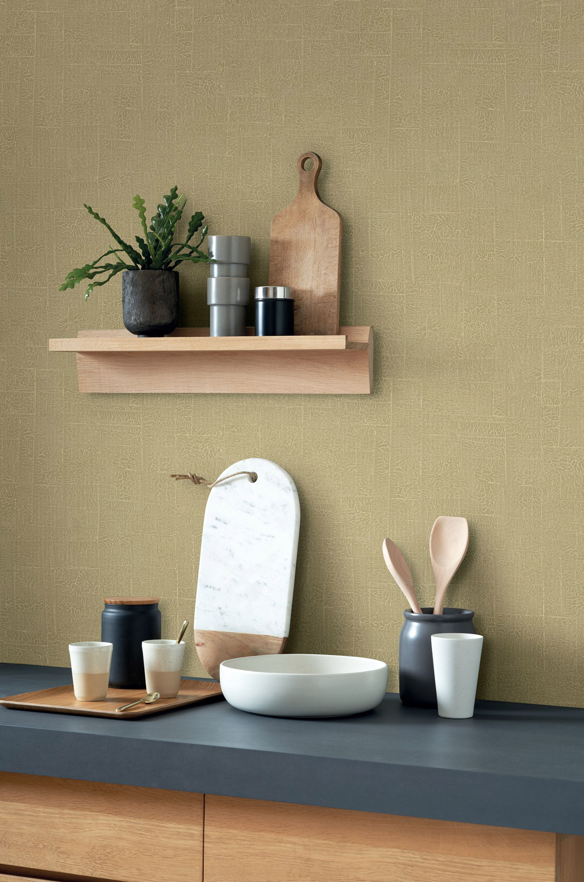 Papier peint Géométrie Minimaliste Ecume argile doré - Sentier des Dunes de Casadéco | Réf. SENT200967940