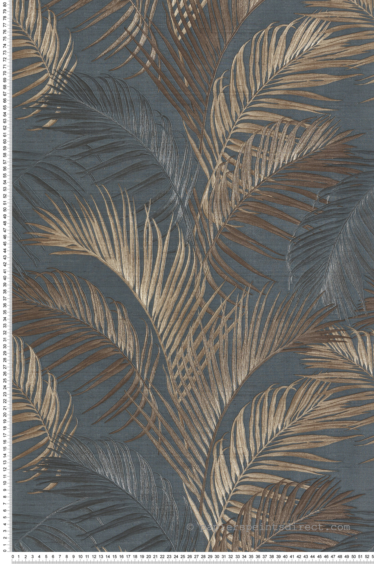 Papier peint Palmes Vintage Relief bleu jean - Opera de Montecolino | Réf. MC-OP33316