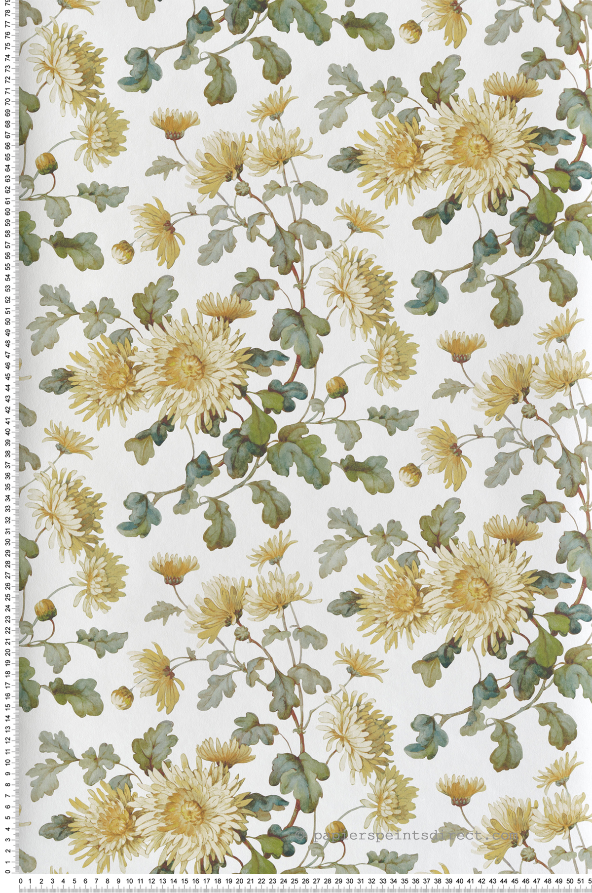 Papier peint Fleurs Vintage Charlotte jaune - V&A Decorative Papers III d'Initiales | Réf. INI-2513-190-01