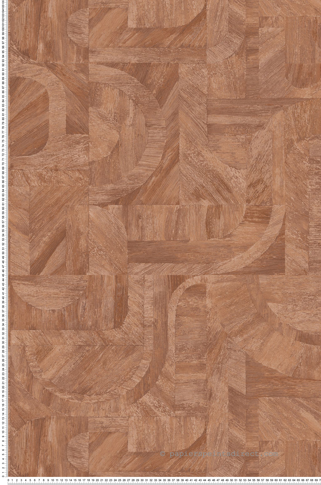 Papier peint Patchwork Ethnique Intarsia terre de sienne - Nature sur Mesure de Casamance | Réf. CAS-76870712