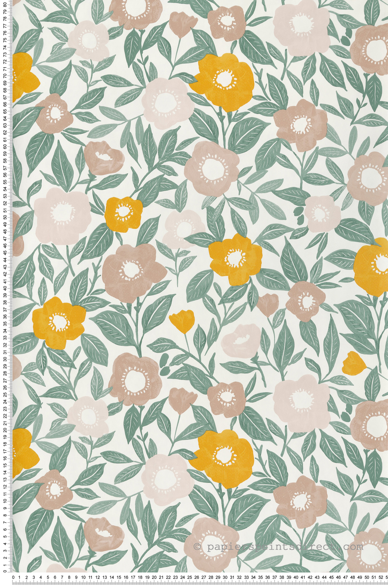 Papier peint Fleur Graphique Lucky rose jaune - Happy Therapy de Casélio | Réf. HTH104070734