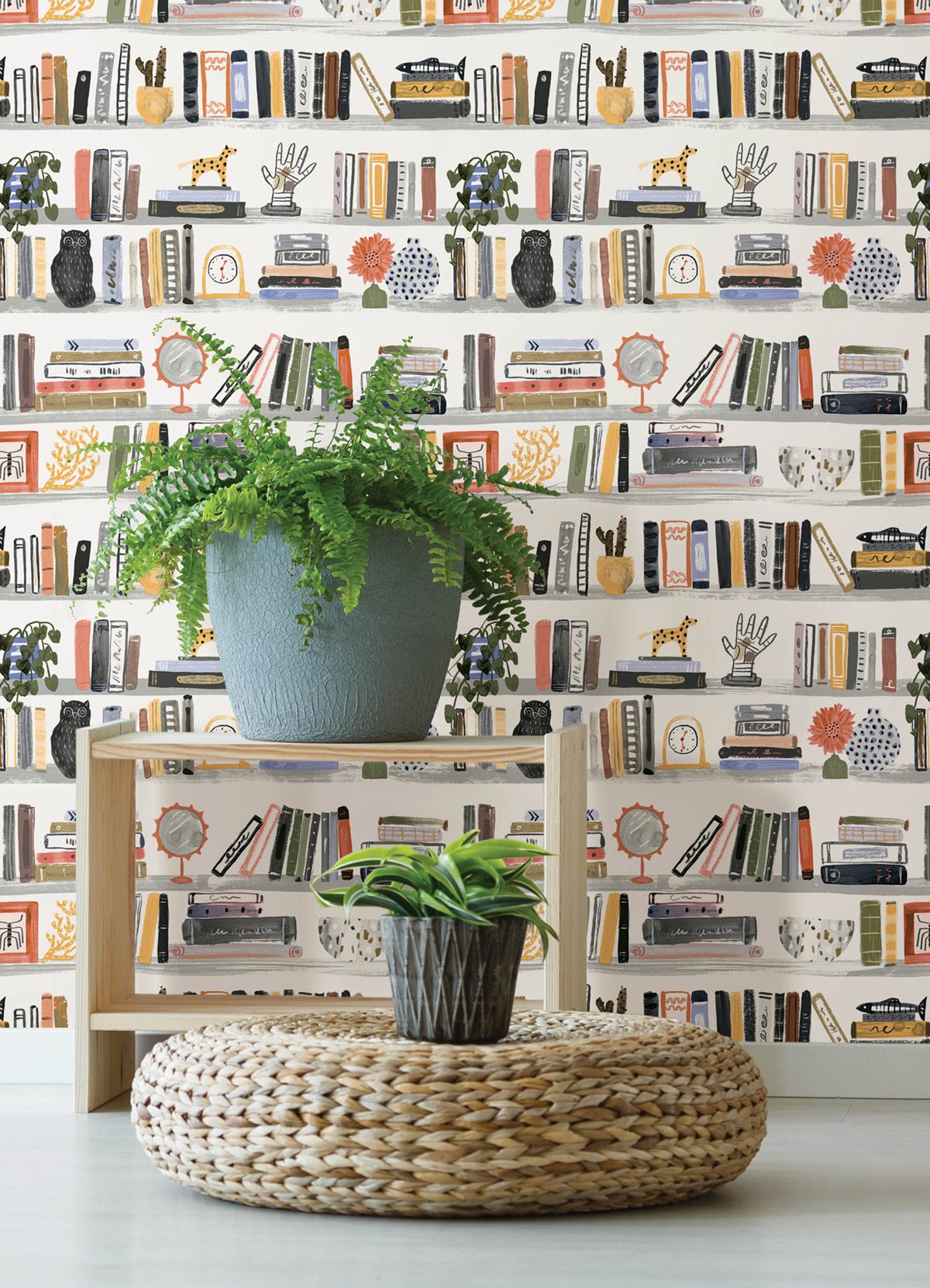 Papier peint adhésif Bibliothèque Dessin multicouleurs - Les Adhésifs de Lutèce AMB2| Réf. LTC-NUS4536