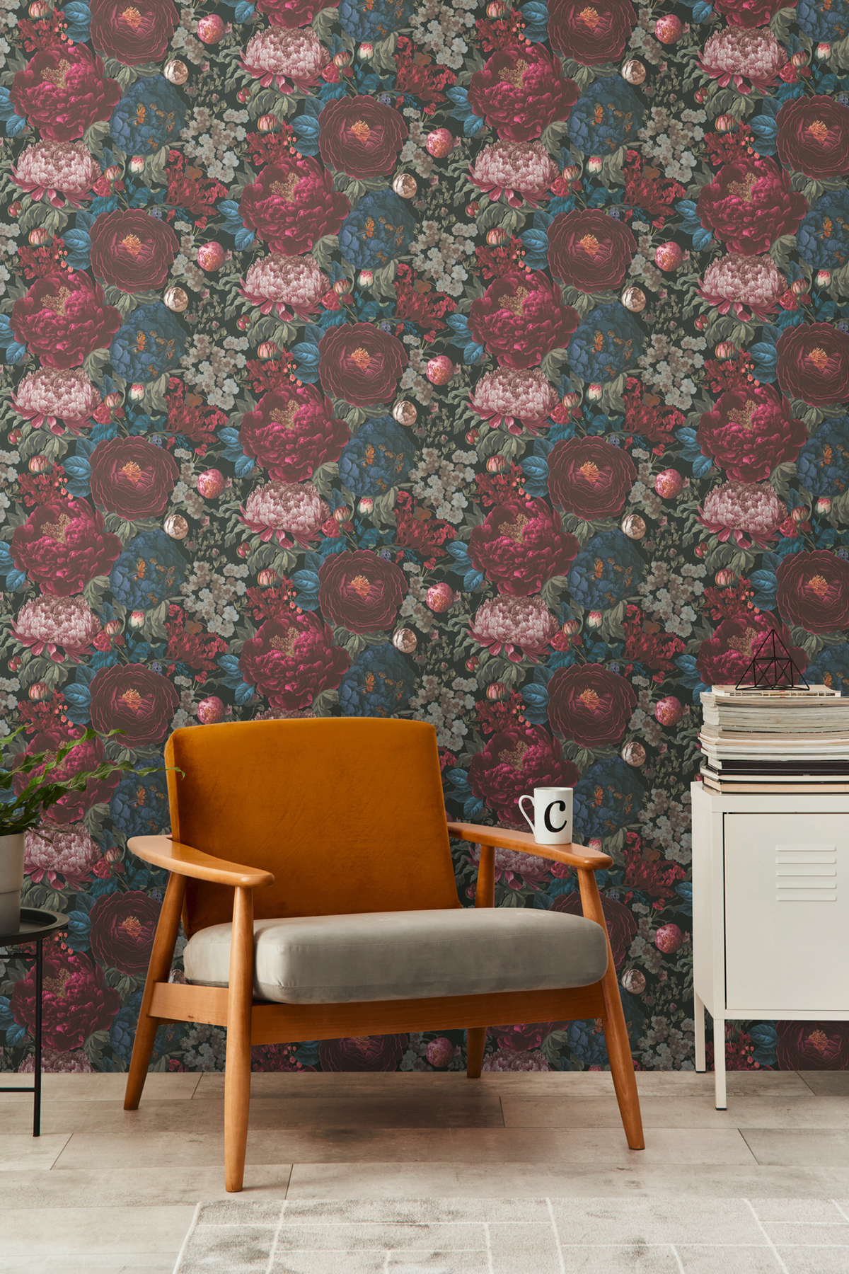 Papier peint Fleur Vintage Papillon bordeaux rose - Metropolis Michalsky 6 de Livingwalls AMB2 | Réf. AS-399791