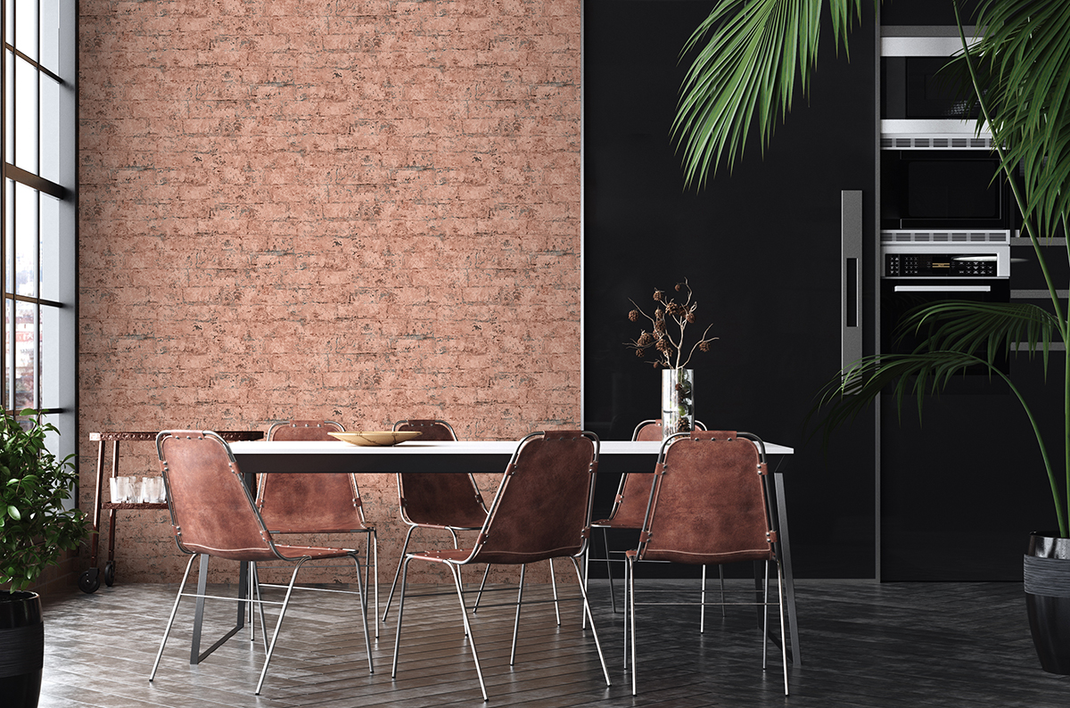 Papier peint Effet Brique rouge - Loft d'Ugépa | Réf. UGP-M52905
