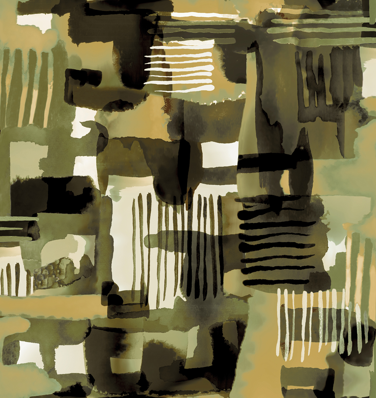 Papier peint panoramique Graphique Aquarelle kaki - Bensimon 3 de Lutèce | Réf. LTC-51233804