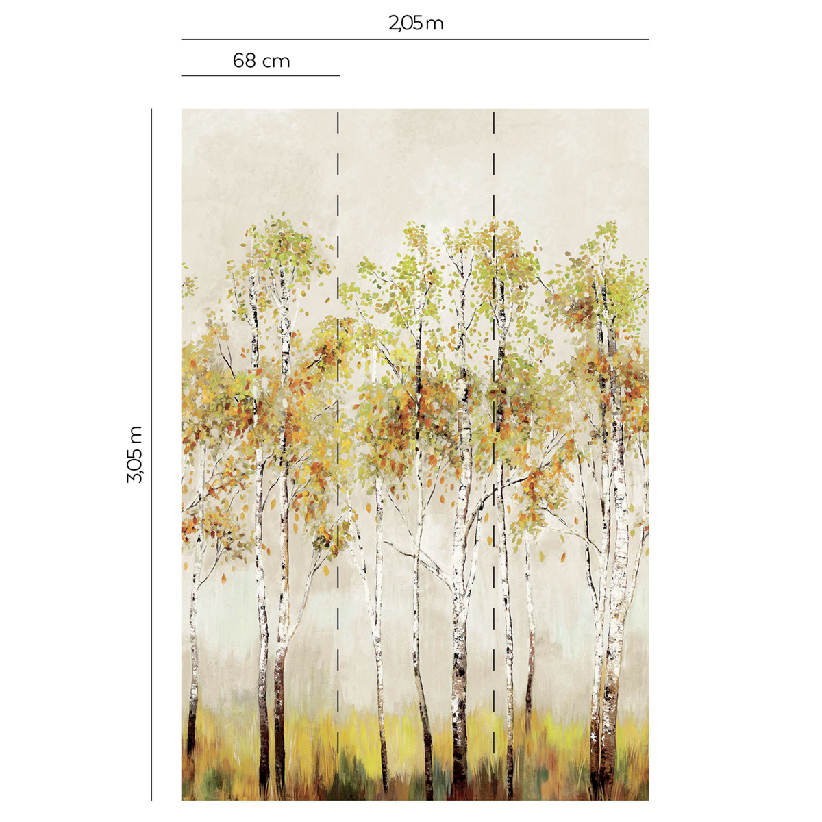 Papier peint panoramique Arbre en Peinture vert jaune - Daisy Bennett d'Initiales AMBR | Réf. INI-DB31006M