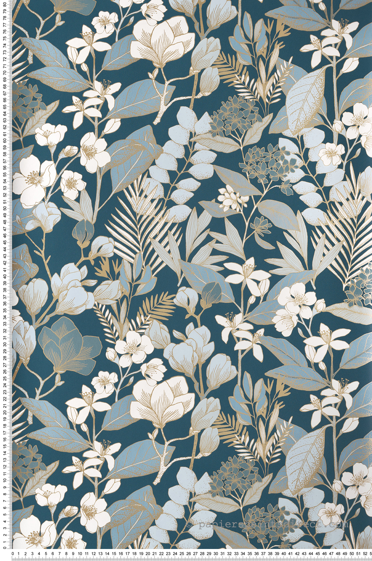 Papier peint Feuillage Lovely Field bleu doré - Blue Shades de Casélio | Réf. BLS102656162