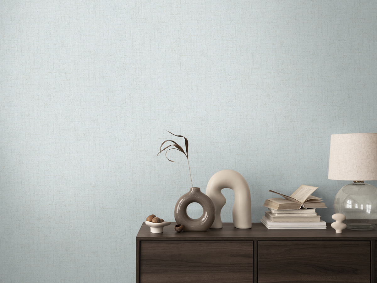 Papier peint Uni Tissage Métallisé bleu pâle argenté - Cosmoliving d'A.S. Création | Réf. AS-790667