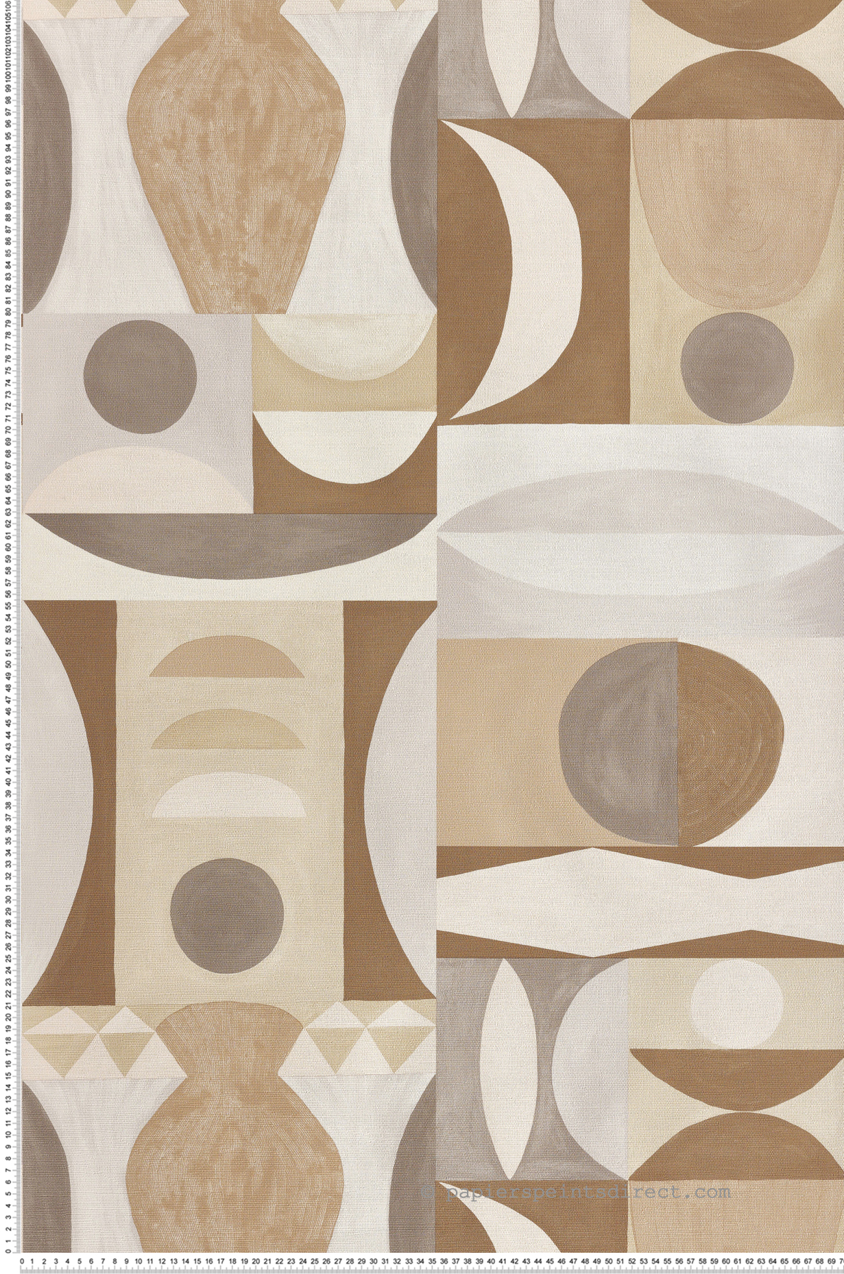Papier peint Ethnique Graphique Auguste beige marron - Mouvements de Casamance | Réf. CAS-76032344
