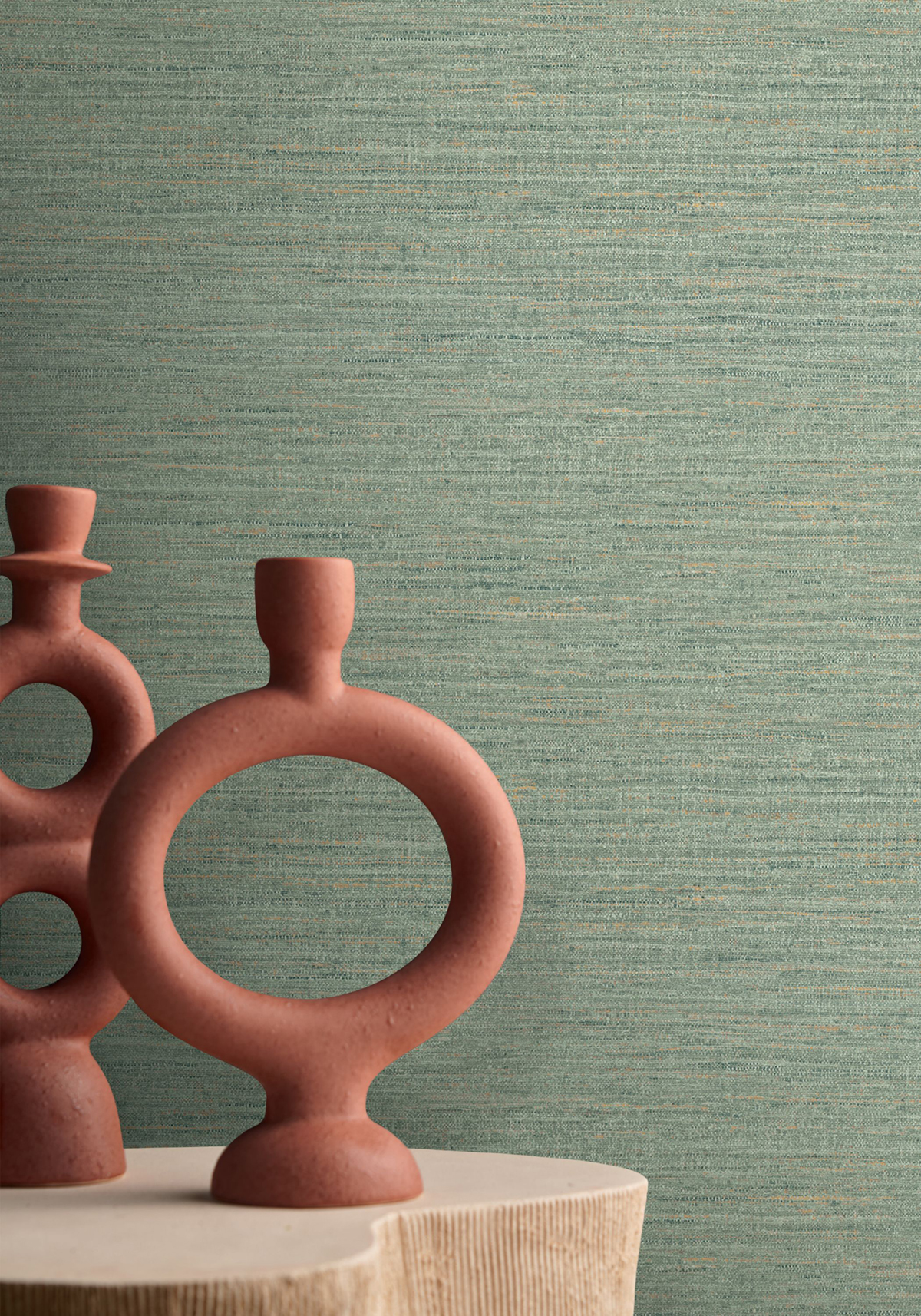 Papier peint Faux Uni Tissage Occitan sauge - Terra Rossa de Casamance | Réf. CAS-76232650