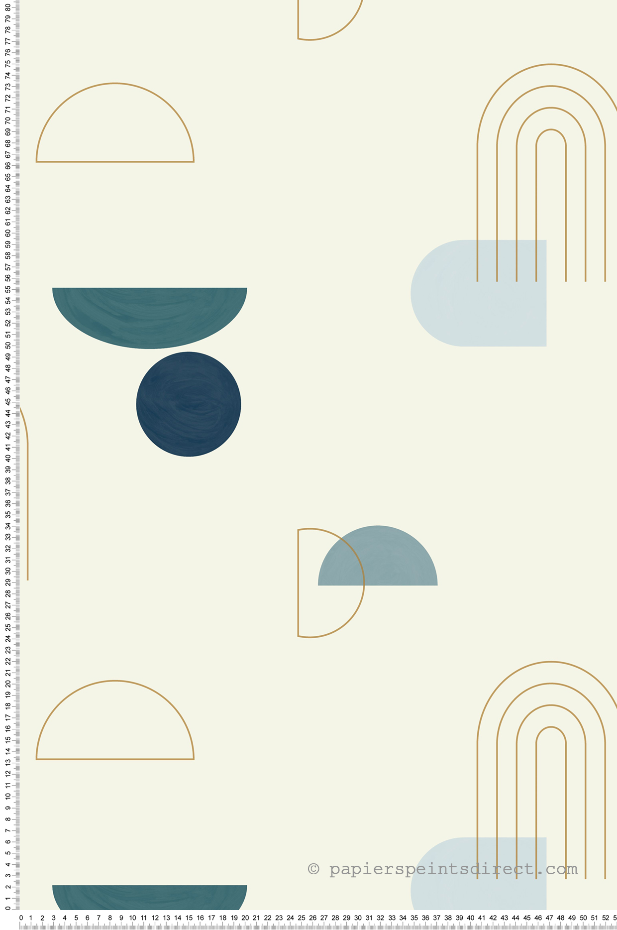 Papier peint Géométrique Turn Around canard, bleu et doré - Around de Casélio | Réf. ARN102916029