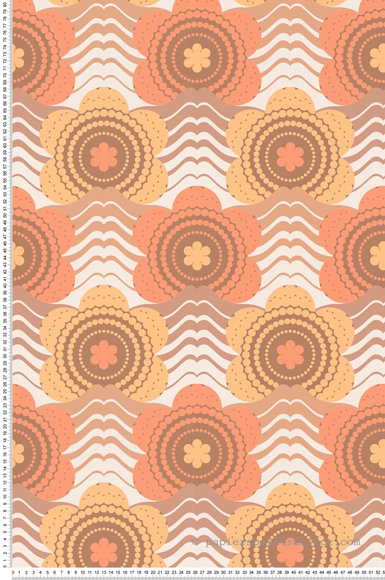 Papier peint Fleur Graphique corail orange - Retro Chic d'A.S. Création | Réf. AS-395393