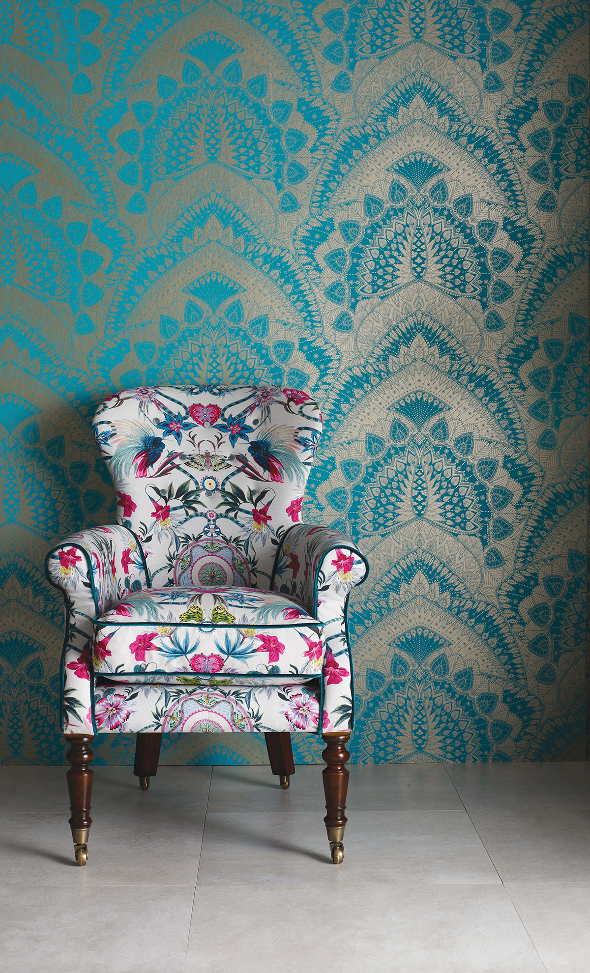 Papier peint Mandala Ethnique turquoise et doré - The Wallpaper Collection de Matthew Williamson | AMB Réf. OSB-W6952-02