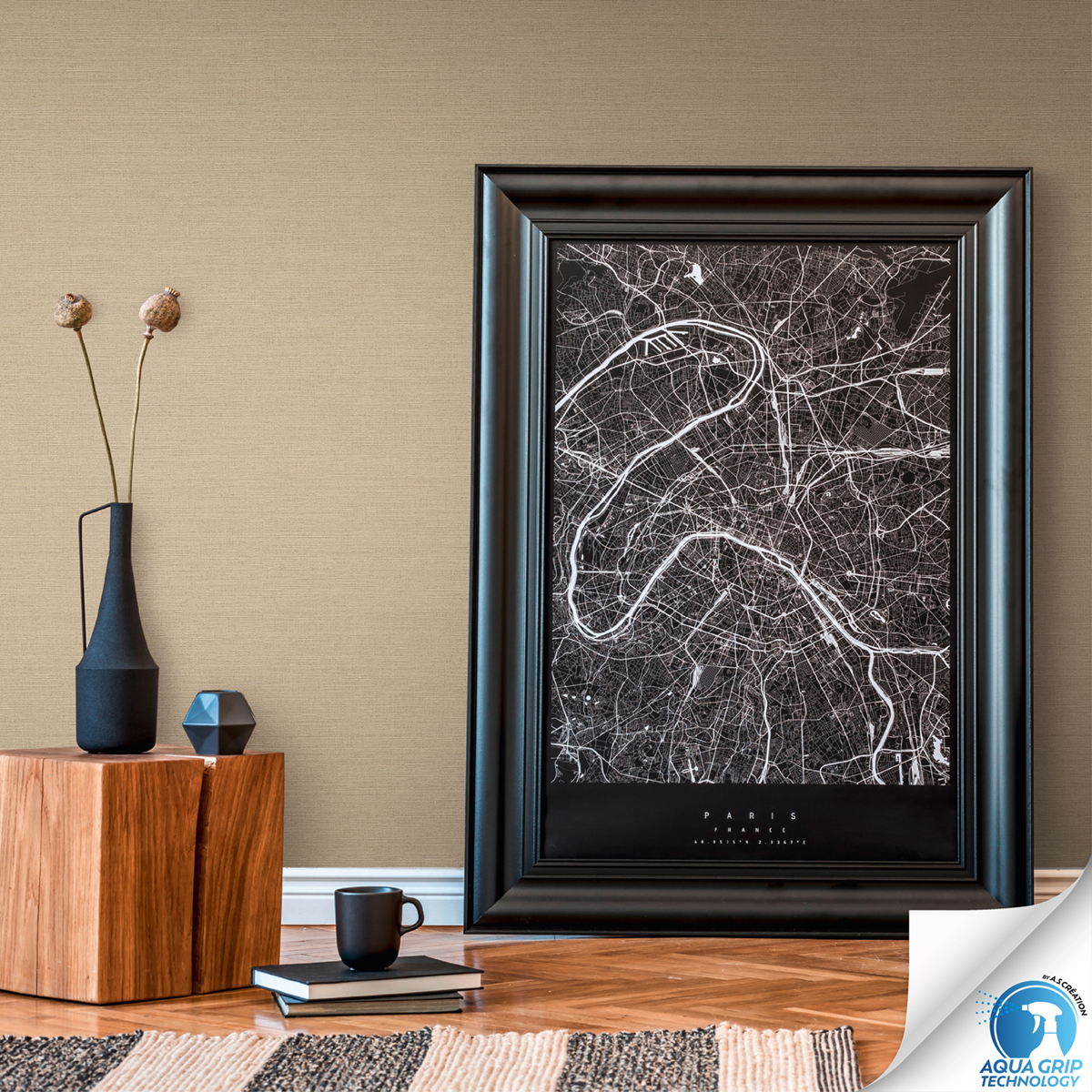 Papier peint préencollé Uni Around moka - Designdrop d'A.S. Création AMB1 | Réf. AS-785754