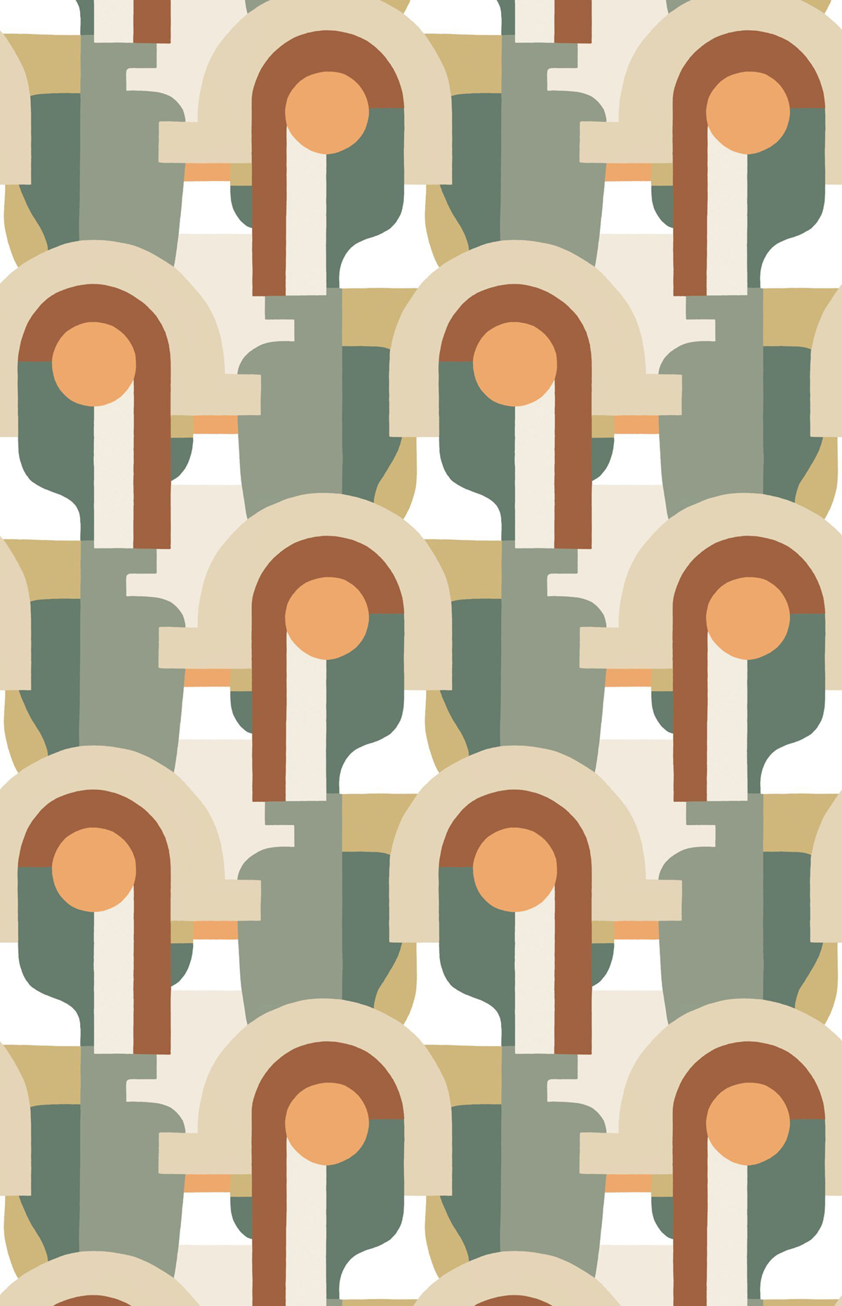 Papier peint panoramique Géométrique Pop L Multico Vert 200x310 - Iconic de Casadéco | Réf. CONI88467204